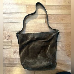 COACH vintage legacy bucket bag brown suede crossbody